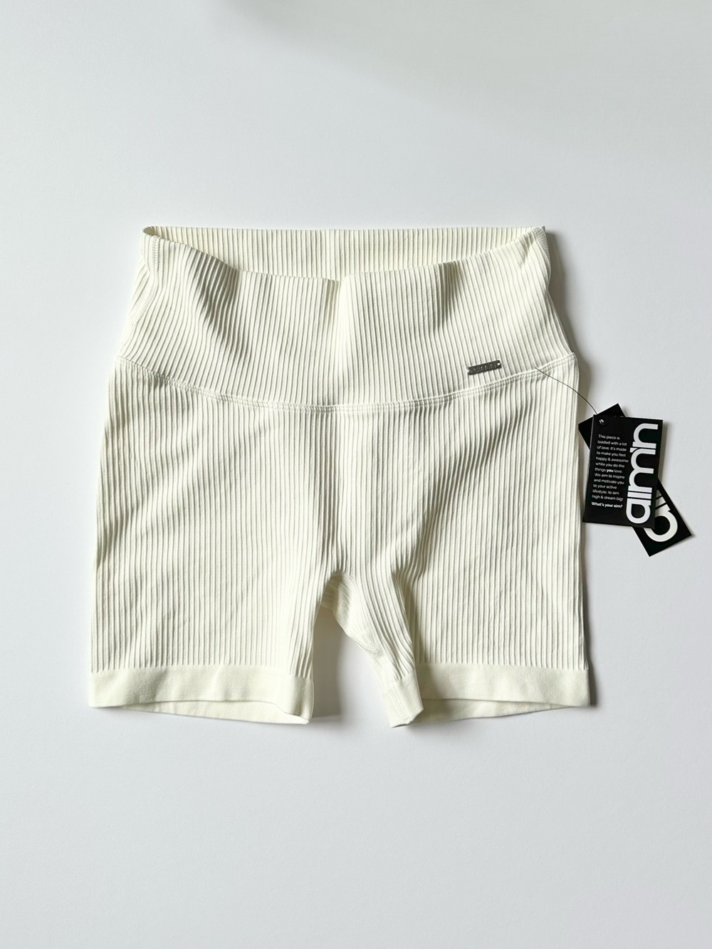 Ribbed Midi Biker Shorts - Medium, Off-white